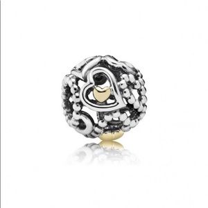 Pandora Openwork Love Heart Silver & 14k Gold